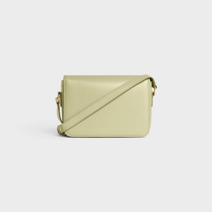 Almond Green Cross-Body Bags Teen Triomphe Bag In Shiny Calfskin Celine Women