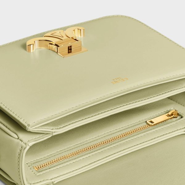 Almond Green Cross-Body Bags Teen Triomphe Bag In Shiny Calfskin Celine Women