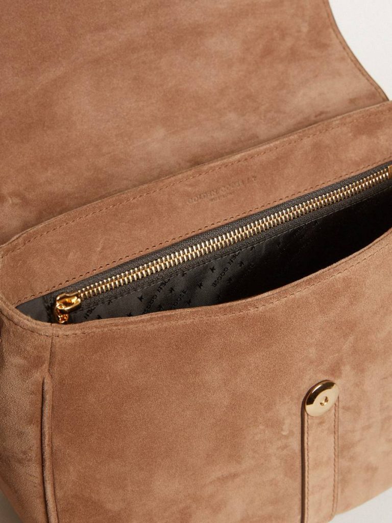 Ash Medium Sally Bag In Ash-Colored Suede With Contrasting Buckle And Shoulder Strap Women Golden Goose Crossbody Bags
