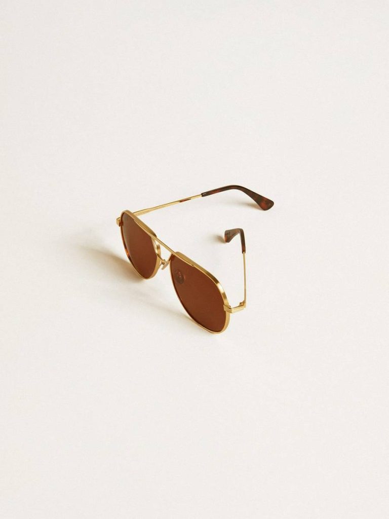 Aviator Style Sunglasses With Gold Frame And Brown Lenses Women Gold Sunglasses Golden Goose
