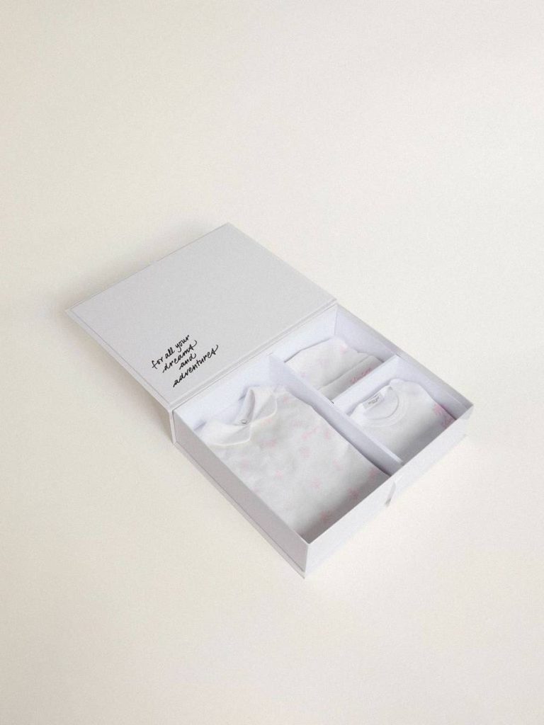 Baby Gift Set In White With Pink Palm Print Golden Goose Kids White Newborns