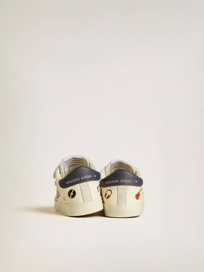 Baby School In Nappa Leather With Musical Print And White Suede Star Golden Goose Kids Newborns