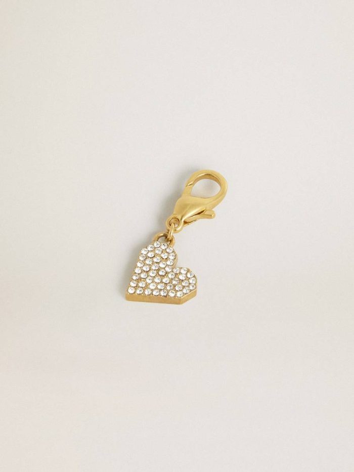 Bag Accessories Women Gold Golden Goose Heart-Shaped Charm In Gold-Colored Brass With Crystals
