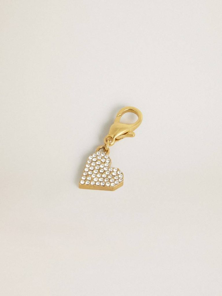 Bag Accessories Women Gold Golden Goose Heart-Shaped Charm In Gold-Colored Brass With Crystals