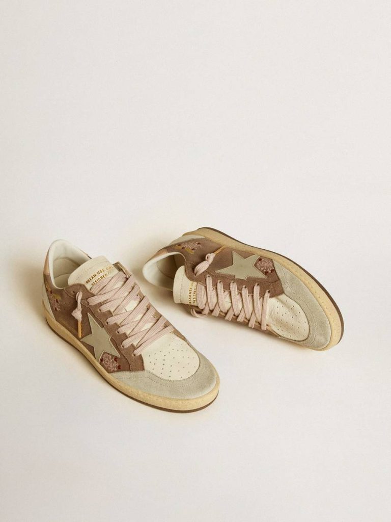 Ball Star Ball Star In Brown Suede With Leather Star And Heel Tab Women Golden Goose