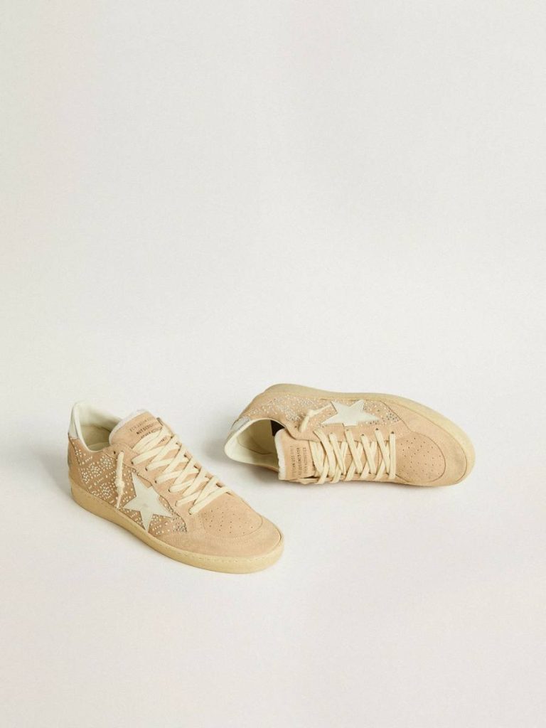 Ball Star Ball Star In Suede And Swarovski Crystals With Leather Star And Metallic Heel Tab Golden Goose Women