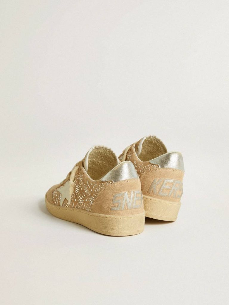 Ball Star Ball Star In Suede And Swarovski Crystals With Leather Star And Metallic Heel Tab Golden Goose Women