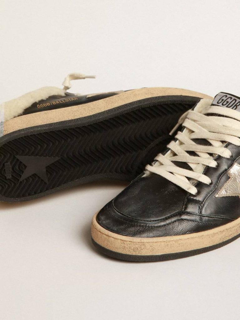 Ball Star Ball Star Sabots In Nappa With Platinum Star And Shearling Lining Golden Goose Women