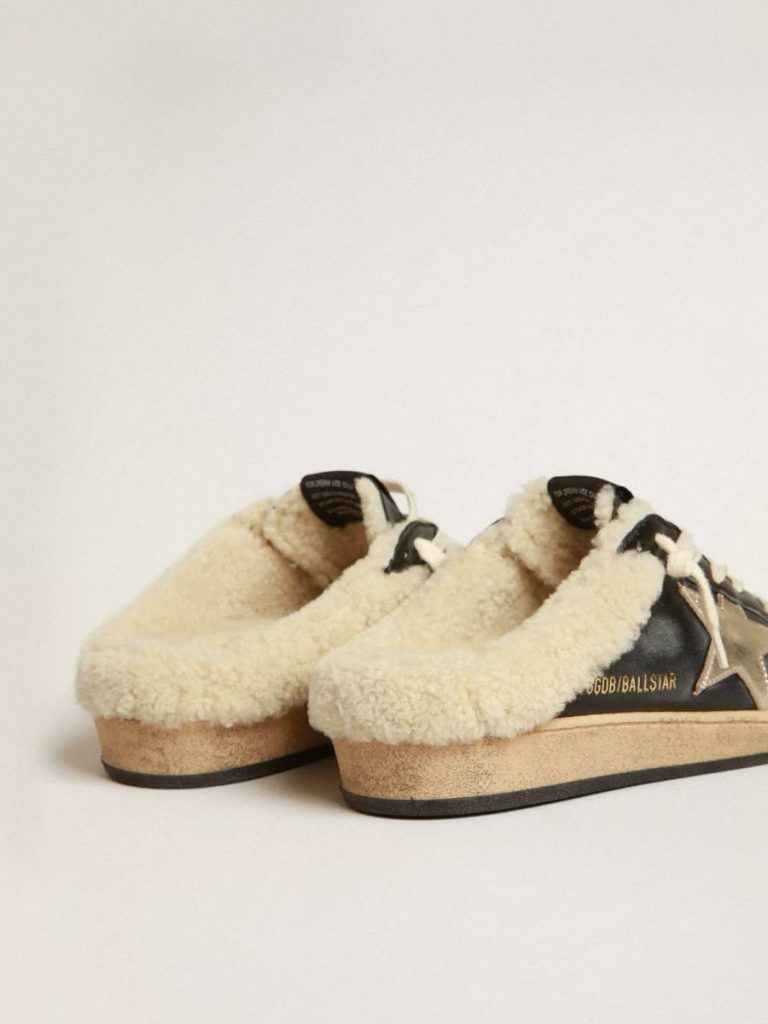Ball Star Ball Star Sabots In Nappa With Platinum Star And Shearling Lining Golden Goose Women