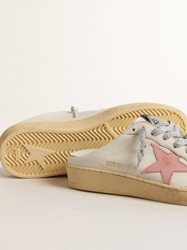 Ball Star Ball Star Sabots In White Nappa With An Old-Rose Leather Star Golden Goose Women