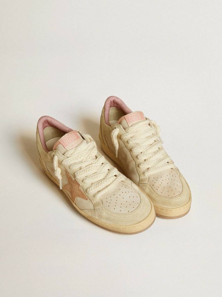 Ball Star Golden Goose Ball Star Ltd In Leather And Suede With Suede Star And Heel Tab Women