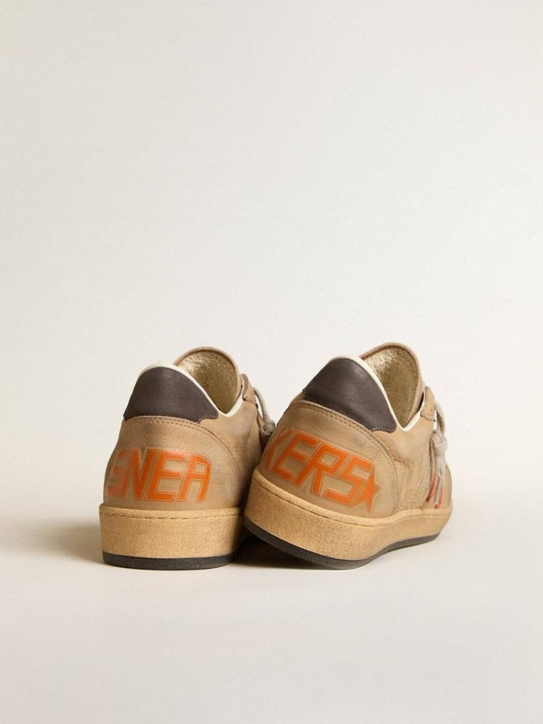 Ball Star In Beige Nubuck With Croc-Print Leather Star And Nubuck Heel Tab Golden Goose Ball Star Men