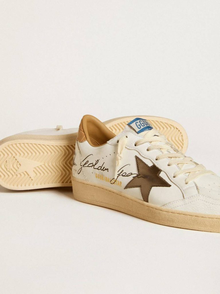 Ball Star In Nappa With Metallic Star And Croc-Print Leather Heel Tab Men Golden Goose Ball Star