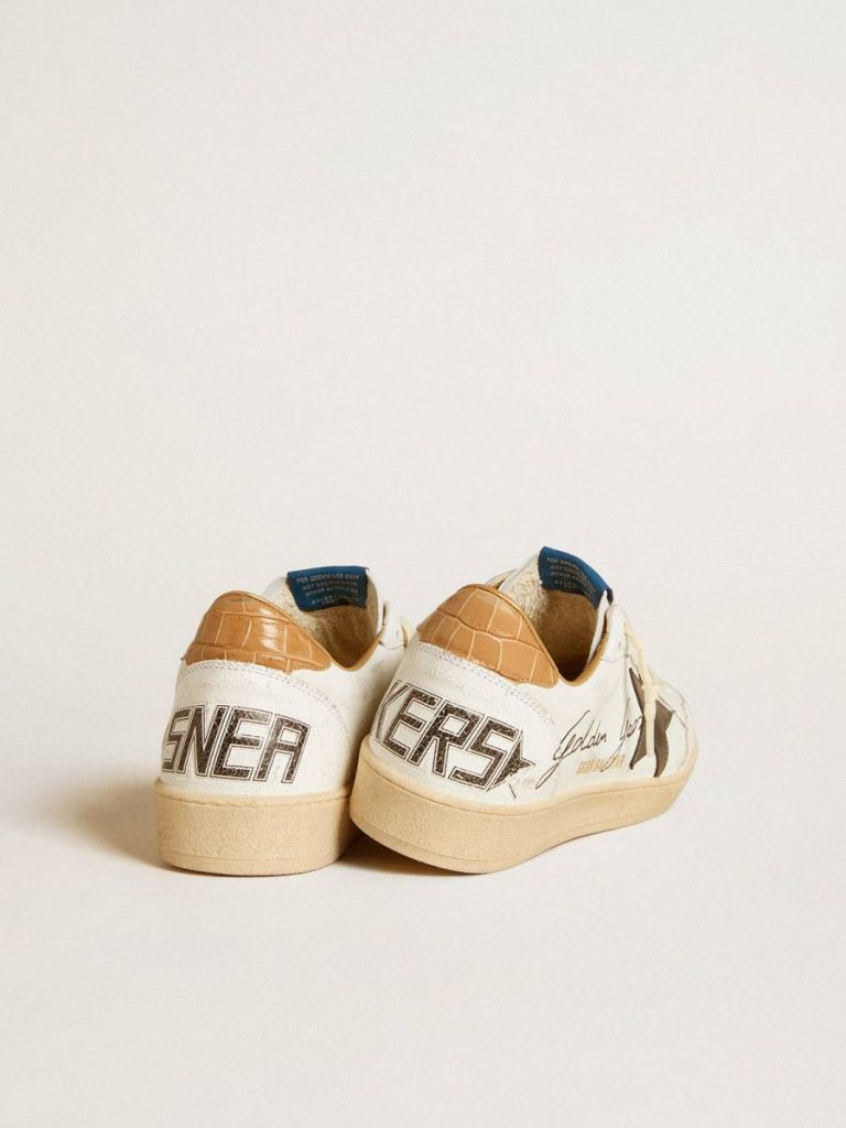 Ball Star In Nappa With Metallic Star And Croc-Print Leather Heel Tab Men Golden Goose Ball Star