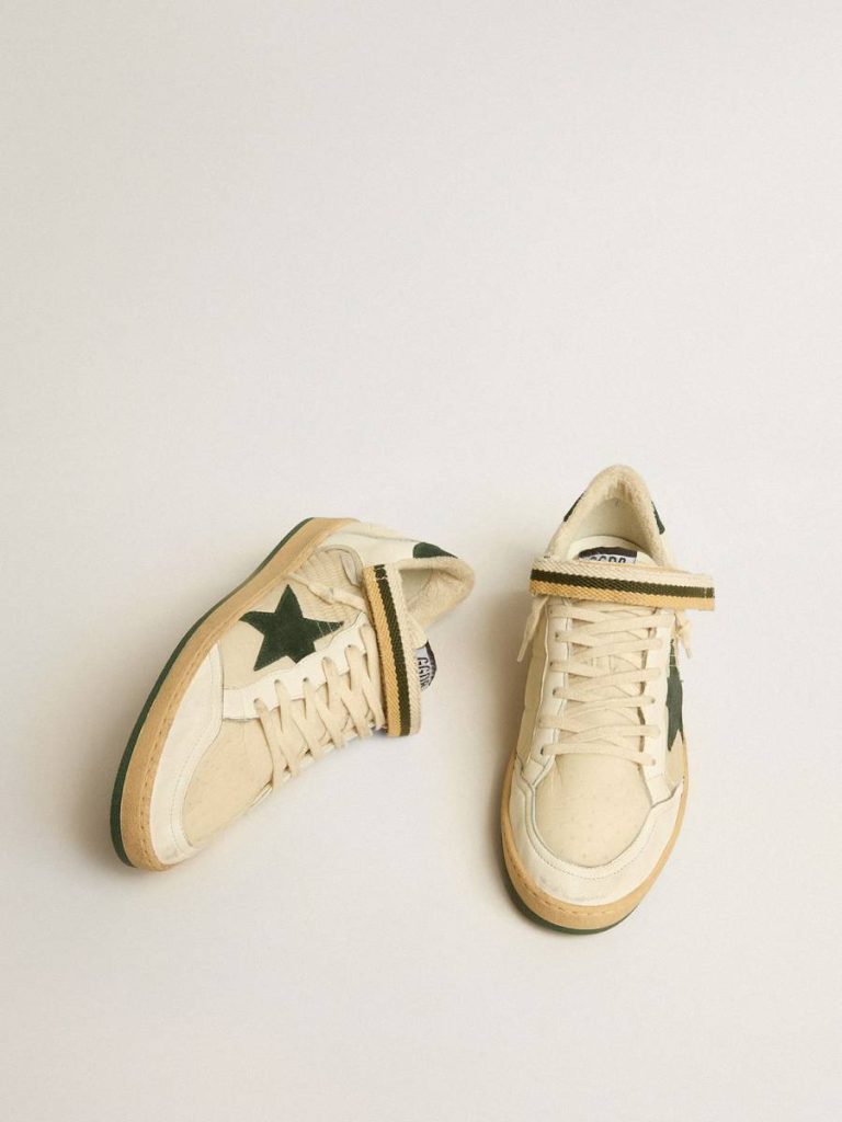 Ball Star In Nylon And Nappa With Green Suede Star And Heel Tab Ball Star Golden Goose Men