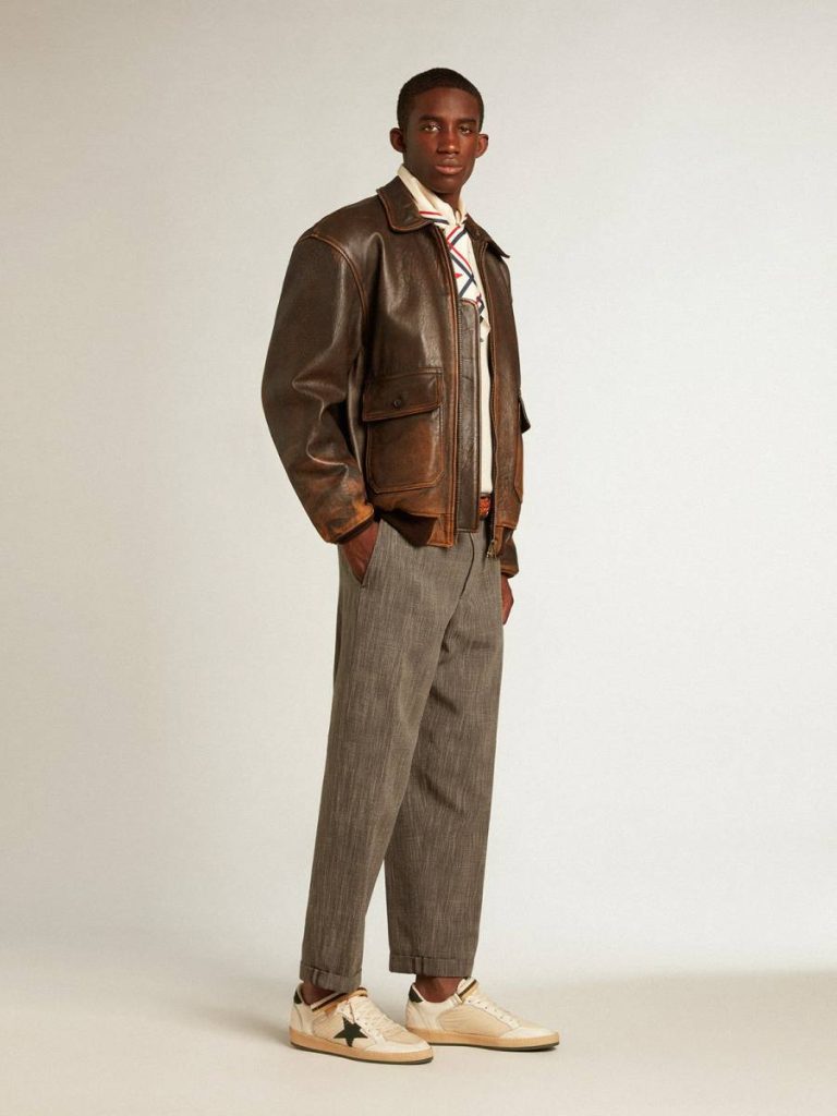 Ball Star In Nylon And Nappa With Green Suede Star And Heel Tab Ball Star Golden Goose Men