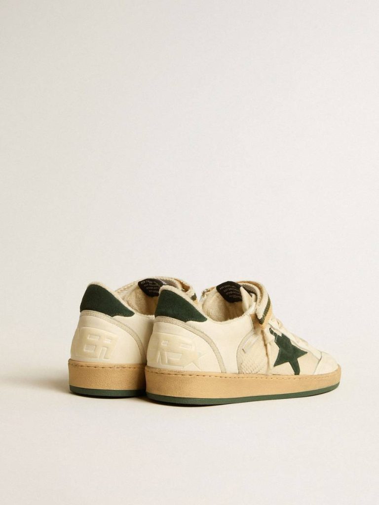 Ball Star In Nylon And Nappa With Green Suede Star And Heel Tab Ball Star Golden Goose Men