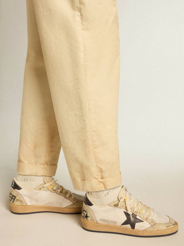 Ball Star In White Mesh With Vintage Blue Leather Star And Heel Tab Golden Goose Men Ball Star