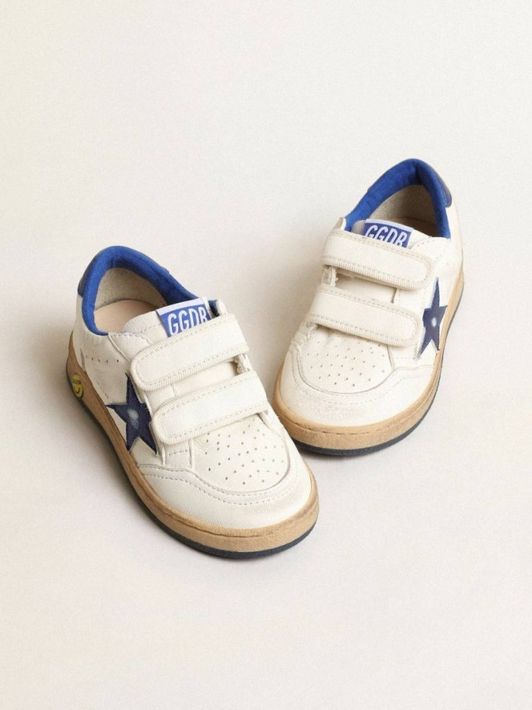 Ball Star Junior With Blue Metallic Leather Star And Heel Tab Little Boys (1-3 Years) Golden Goose Kids