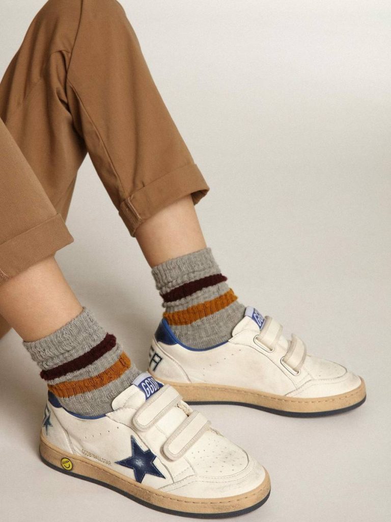 Ball Star Junior With Blue Metallic Leather Star And Heel Tab Little Boys (1-3 Years) Golden Goose Kids