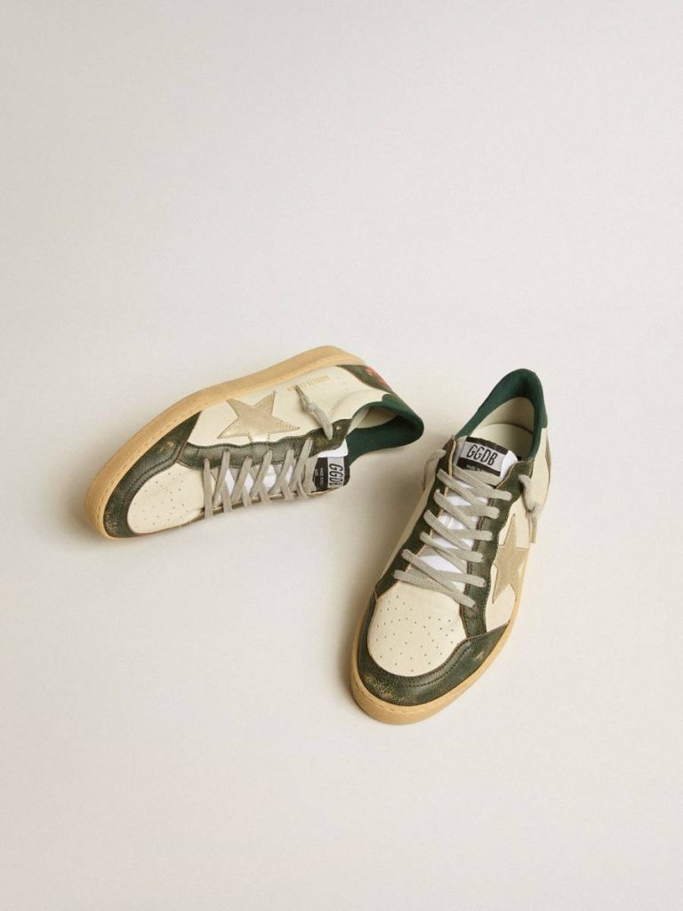 Ball Star Ltd With Platinum Leather Star And Green Leather Heel Tab Off-White Golden Goose Men Ball Star