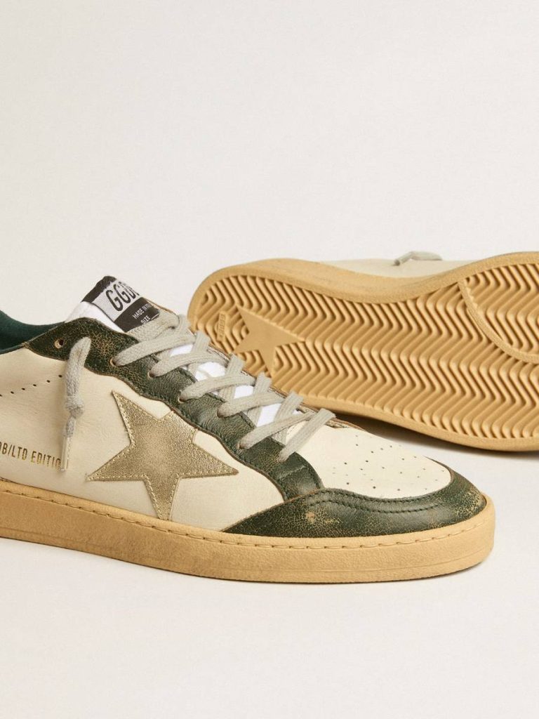 Ball Star Ltd With Platinum Leather Star And Green Leather Heel Tab Off-White Golden Goose Men Ball Star