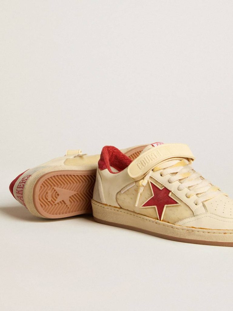 Ball Star Men’s Ball Star Lab In Nappa And Pvc With Red Suede Star And Heel Tab Golden Goose Men