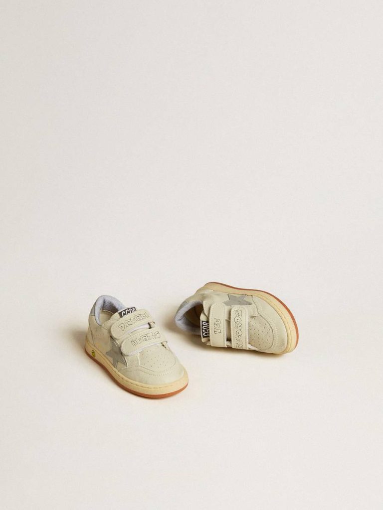 Ball Star Teen In White Leather With Powder Blue Star And Heel Tab Golden Goose Off-White Kids Boys (4-10 Years)