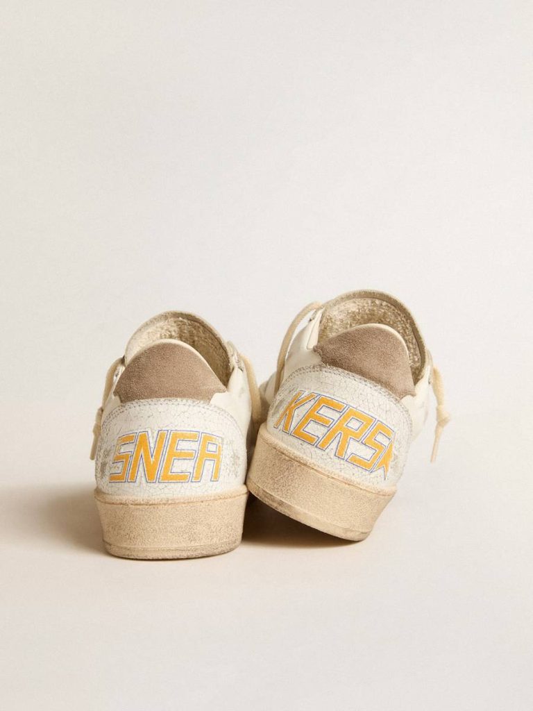 Ball Star With Blue Glitter Star And Dove-Gray Suede Heel Tab Golden Goose Ball Star Women White