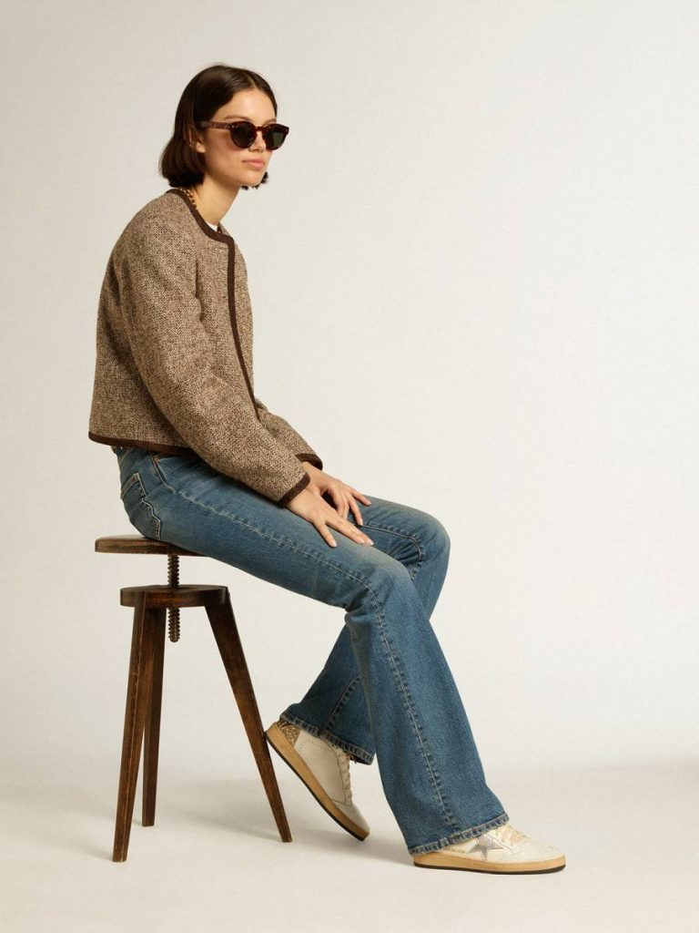 Ball Star With Metallic Leather Star And Glitter Heel Tab Women Golden Goose Ball Star White