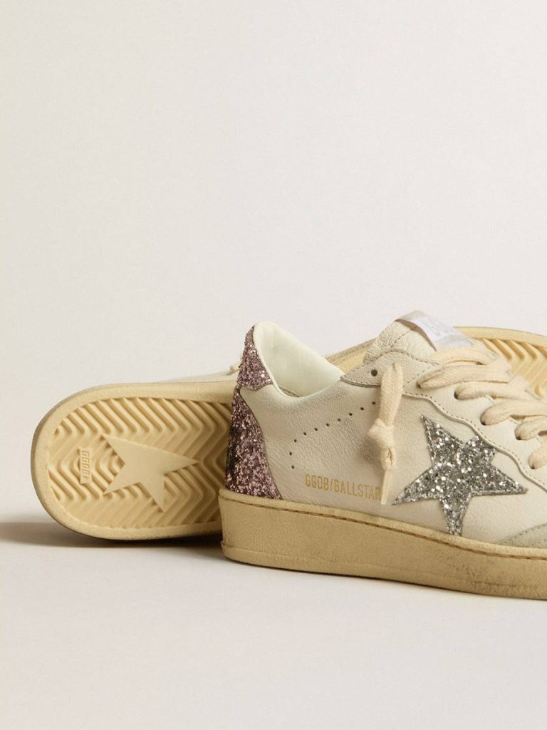 Ball Star With Silver Glitter Star And Pink Glitter Heel Tab Women Golden Goose Ball Star