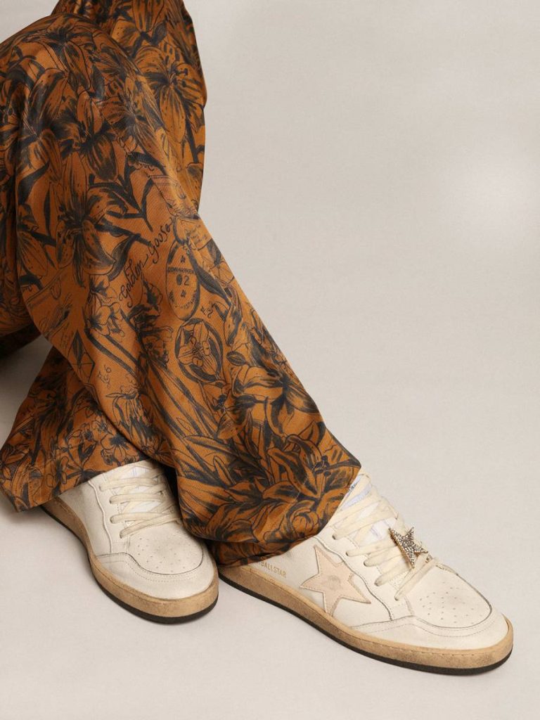 Ball Star Women Golden Goose Ball Star Ltd In White Nappa With A Salmon-Pink Nappa Star