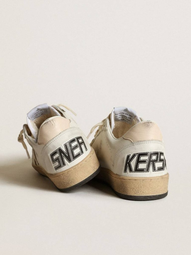 Ball Star Women Golden Goose Ball Star Ltd In White Nappa With A Salmon-Pink Nappa Star