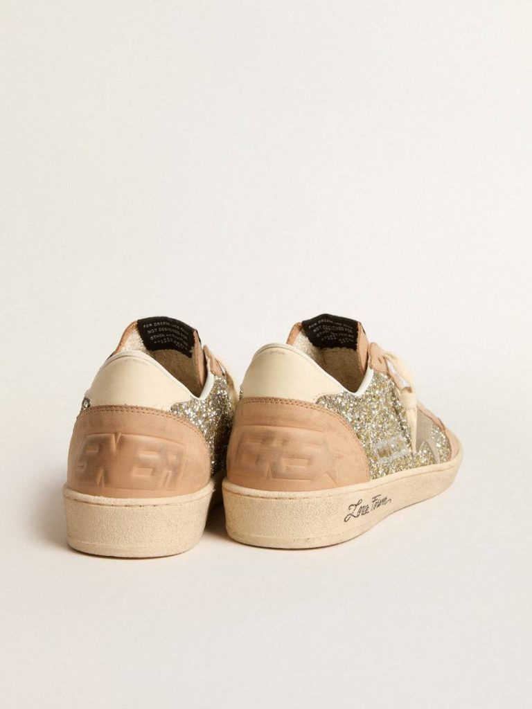 Ball Star Women's Ball Star In Platinum Glitter With Cream Leather Star And Nubuck Toe Golden Goose Women
