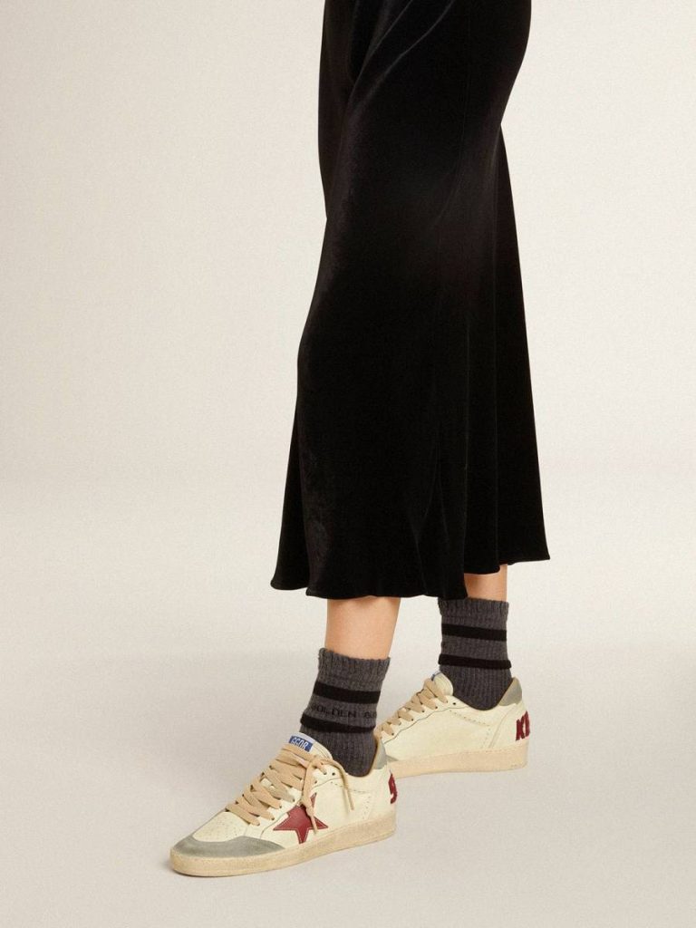 Ball Star Women's Ball Star Ltd In Nappa With Leather Star And Silver Suede Heel Tab Golden Goose Women