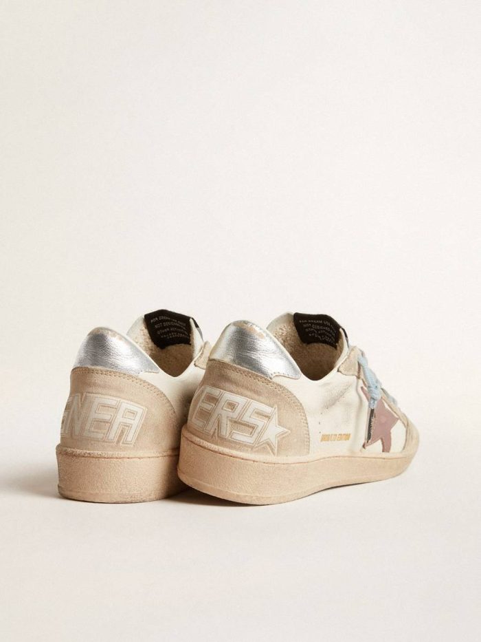 Ball Star Women's Ball Star Ltd In White Nappa And Pearl Suede With Mauve Leather Star Women Golden Goose