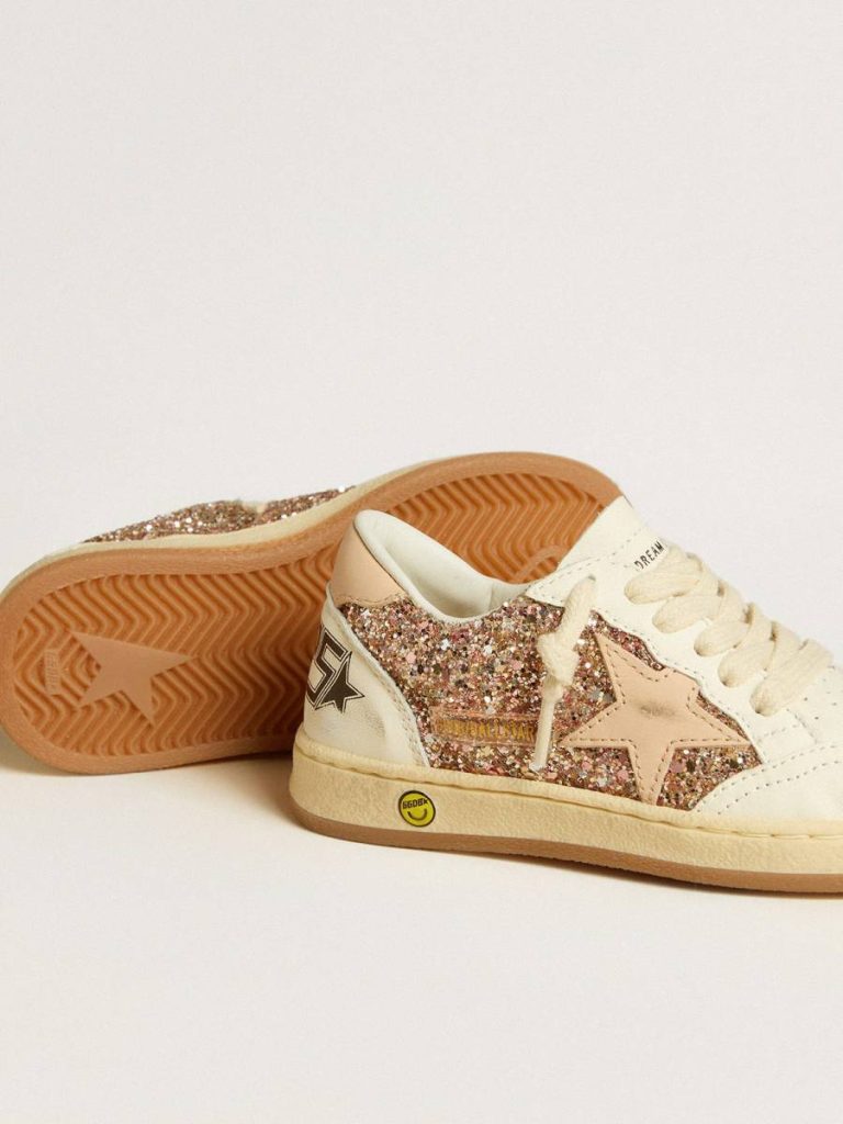 Ball Star Young In Glitter And Nappa With Leather Star And Heel Tab Golden Goose Kids Girls (4-10 Years)
