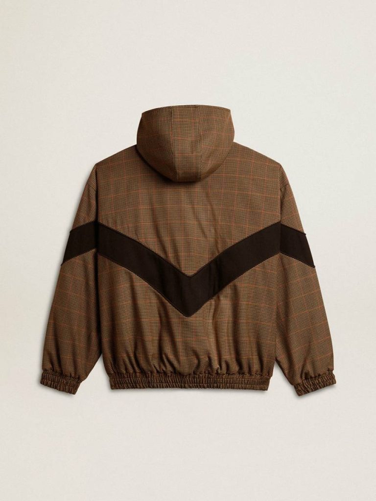 Beige And Black Windcheater In Beige And Black Houndstooth Men Coats & Jackets Golden Goose
