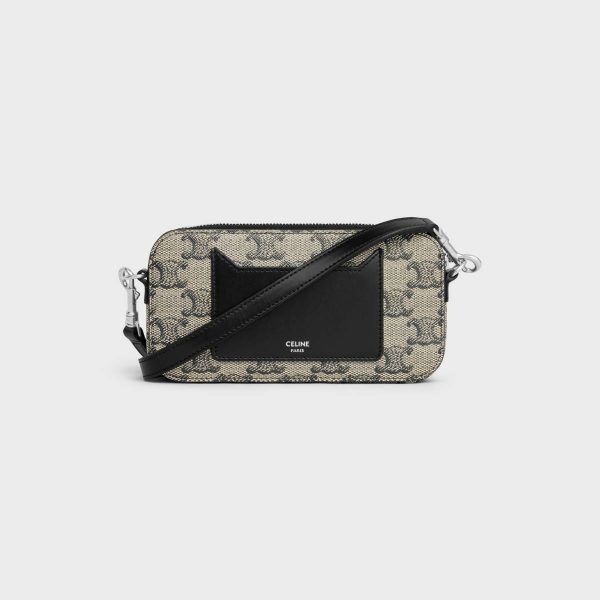 Beige Tech Accessories Men Horizontal Pouch In Triomphe Canvas With Celine Print
