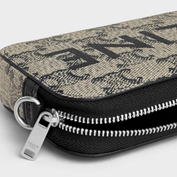 Beige Tech Accessories Men Horizontal Pouch In Triomphe Canvas With Celine Print