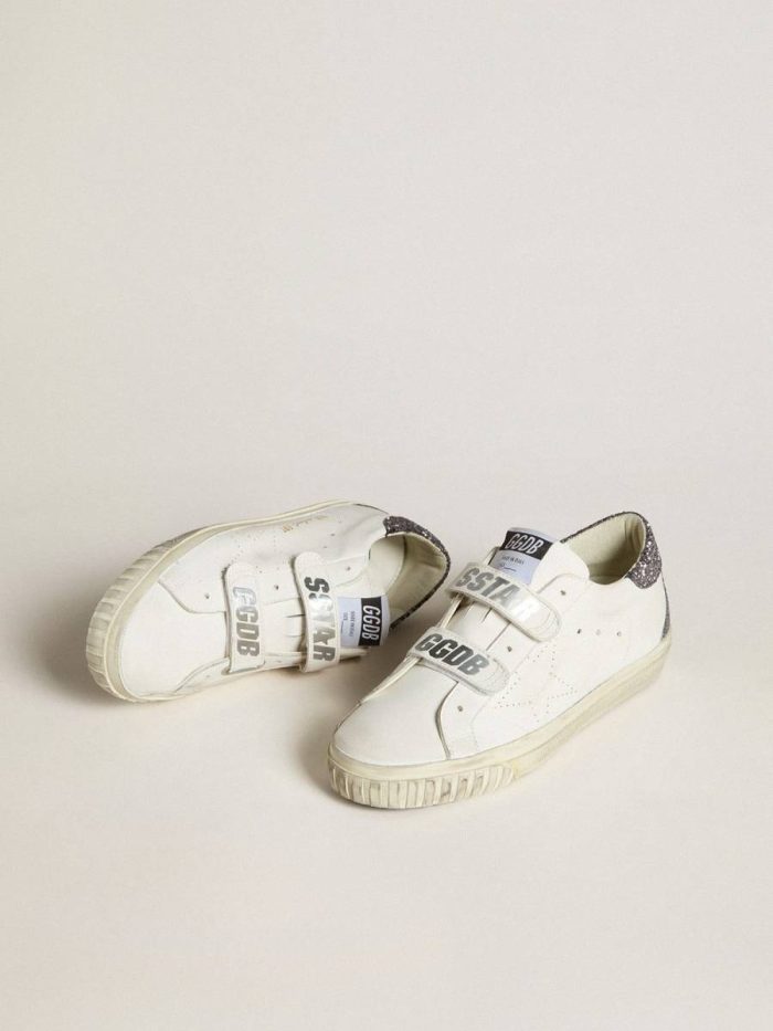 Bio-Based Old School With Perforated Star And Glitter Heel Tab White Women Super-Star Golden Goose