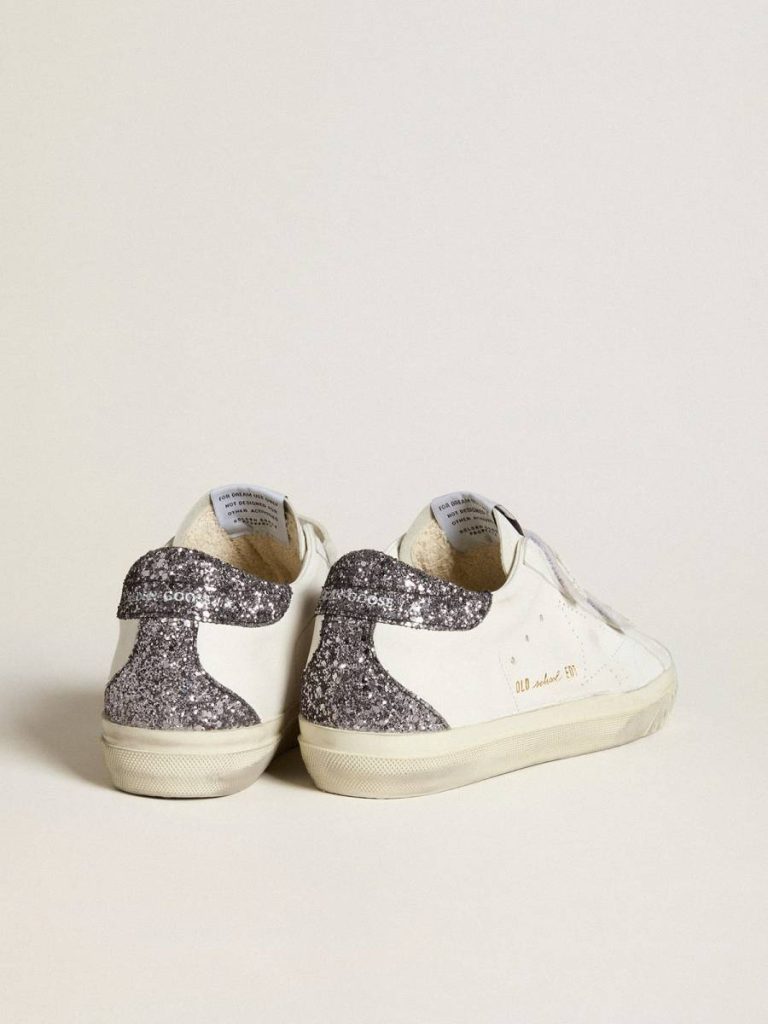 Bio-Based Old School With Perforated Star And Glitter Heel Tab White Women Super-Star Golden Goose