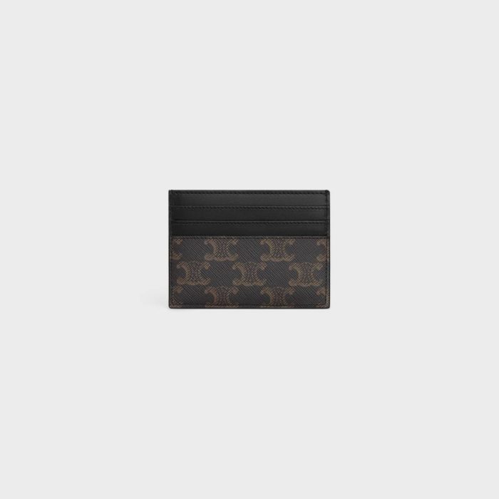 Black Celine Coin And Card Holders Men Large Card Holder In Triomphe Canvas And Calfskin