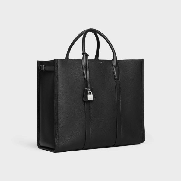 Black Celine Men Tote Bags Large Cabas In Supple Calfskin