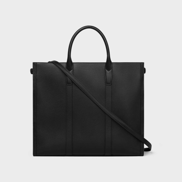 Black Celine Men Tote Bags Large Cabas In Supple Calfskin