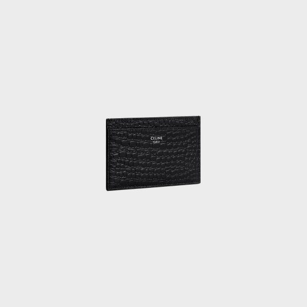 Black Coin And Card Holders Men Card Holder In Crocodile Embossed Calfskin Celine