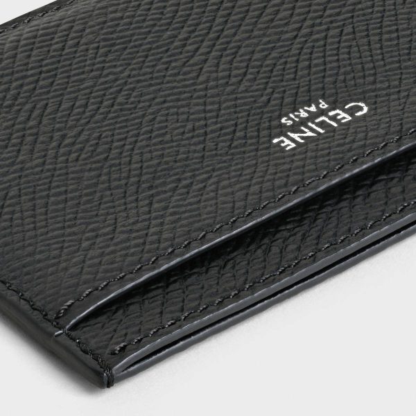 Black Coin And Card Holders Men Celine Card Holder In Grained Calfskin