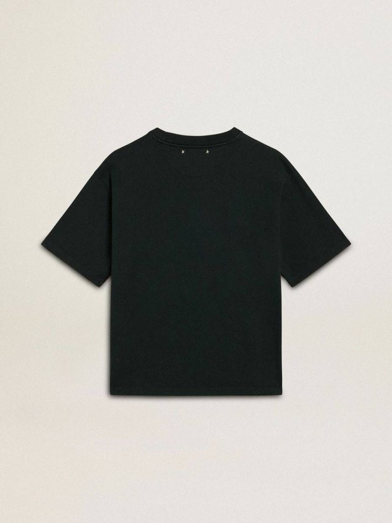 Black Golden Goose Women T-Shirts & Tops Women's Black T-Shirt With Crystals