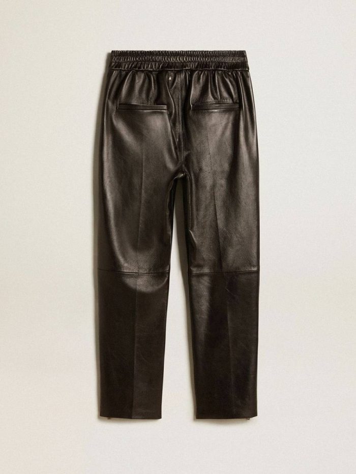 Black Joggers In Nappa Leather With Zip At The Base Golden Goose Black Women Jeans & Pants