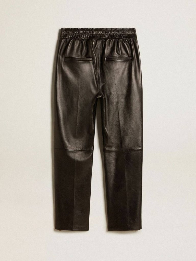 Black Joggers In Nappa Leather With Zip At The Base Golden Goose Black Women Jeans & Pants